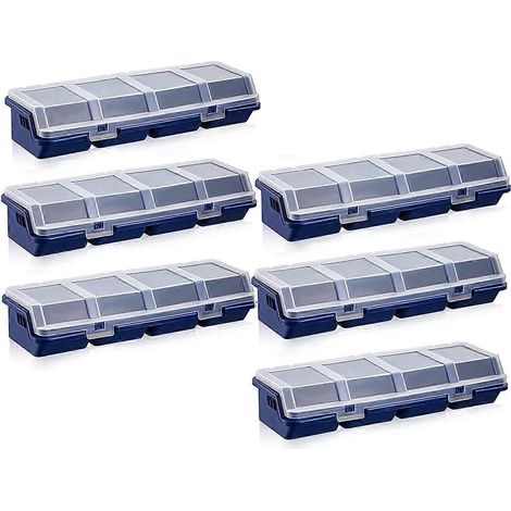 Boîte de rangement pour vis (lot de 6) avec couvercles et 4 compartiments à outils (1/5)