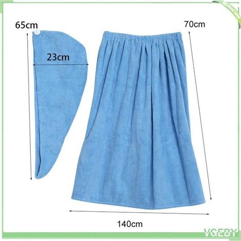 Ensemble serviette enveloppante - FAFEICY - 70x140 cm - Polyester - Bonnet séchage inclus - Violet (1/5)
