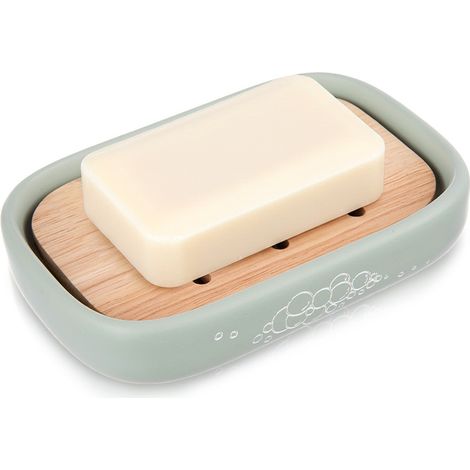 Jabonera verde para baño, recipiente para jabón, elegante barra verdosa (1/5)