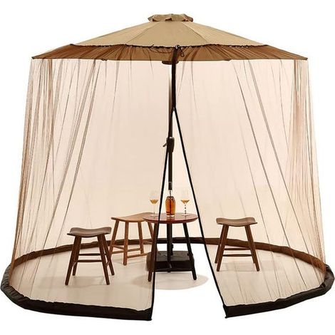 Paravent de jardin de style romain - modèle universel, moustiquaire, marron, 3,3 m x 2,3 m (1/5)