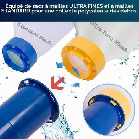 POOLAZA Double Mesh Pool Vacuum Cleaner with Aluminium Bar 142 cm (1/3)