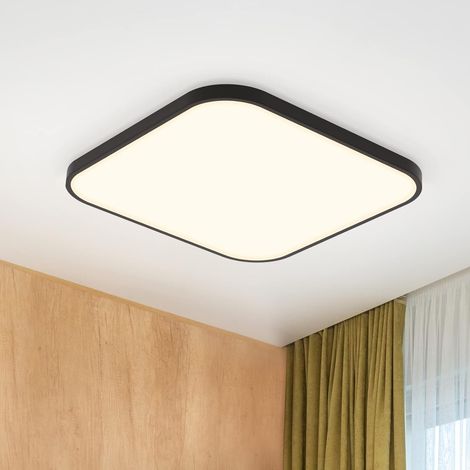 ZMH Plafonnier LED Plafonnier plat - 27cm Lampe de salle de bain IP44 Etanche Lampe de chambre à coucher 15W carré Lampe de couloir pour chambre cuisine - Noir Blanc neutre 4000K (1/5)