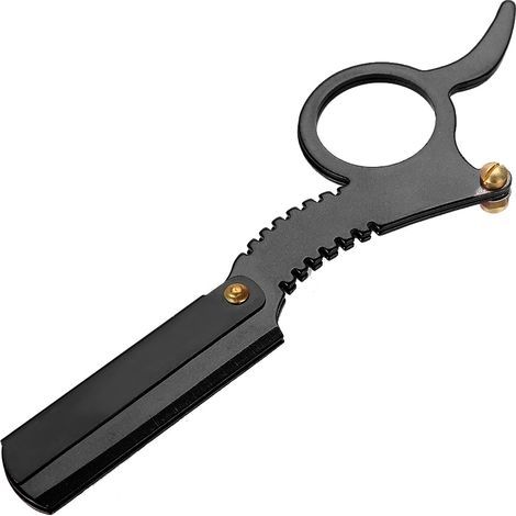 Rasoir droit professionnel en acier inoxydable pour coiffure et barbier (1/4)