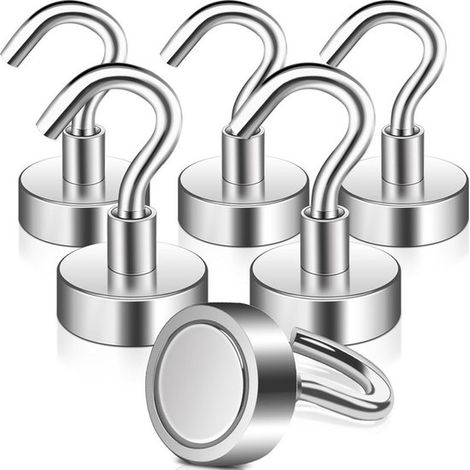 Ganchos magnéticos, magnéticos imán neodimio, magnéticos dejar rastro, magnéticos potentes, Casquillo E25 (fuerza tracción máxima 22 Color plata (1/5)
