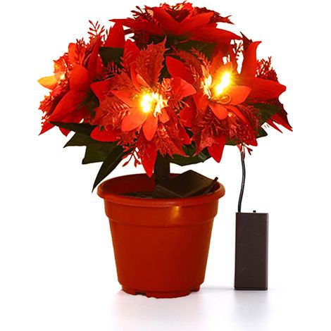 Ej.Life LED-Blumentopf-Lichterkette, Innendekoration für Nachttisch, Weihnachtsveranstaltung, Party, Simulationsblumentopf (rot) (1/5)