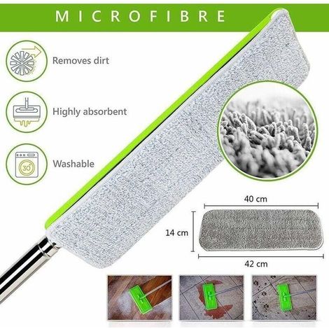 4pcs Recharges de Tête de Vadrouille, Têtes de rechange pour Balai Serpillère de Mop Remplacement en Microfibre, Super Absorbant Tampon de Nettoyage Lavable Mop pour les Serpillères Spray (1/3)