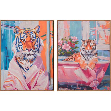 Lot de 2 tableaux Tigres 80% peints à la main 60X4X80 cm (1/2)