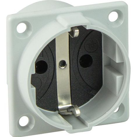 as - Schwabe 45084 - Presa da incasso - 50 x 50 mm - Presa con protezione da contatto 230 V, 16 A - Presa da incasso - IP20 per interni - per campeggio e roulotte - Grigio