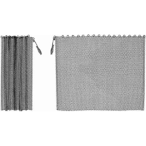 Rideau de cheminée en maille (2 pièces) - 51 x 61 cm (20 x 24 pouces) - Grille de cheminée pour poêle à bois Spar (1/5)