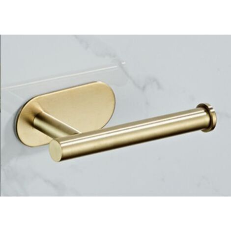 Sollbry Porte-papier toilette auto-adhésif, en acier inoxydable épais de qualité supérieure, antirouille, sans perçage, pour salle de bain, cuisine, toilettes (1 paquet, or brossé) (1/2)