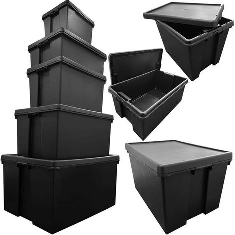 Black Impact Resistant Plastic Container With Lid