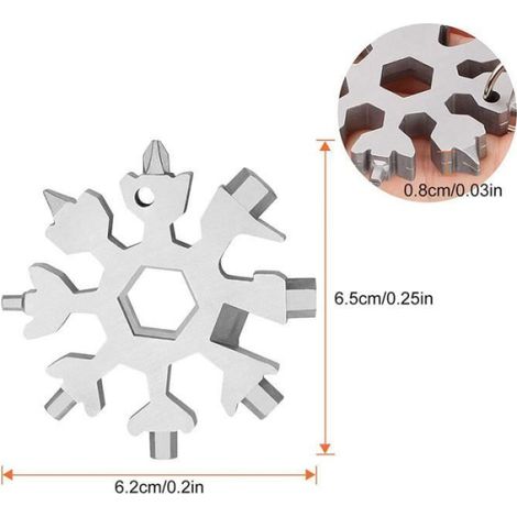 Outil Multifonction Flocon - Acier Au Carbone - 18 Fonctions - Pour Camping Cyclisme Réparation - 3 Pièces (1/4)