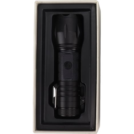 Briquet électrique étanche anti-vent en alliage d'aluminium, rechargeable 3.7V, noir, avec lampe torche, portable. (1/5)