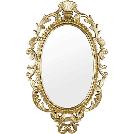 Miroir mural rétro antique or 73x45 cm – Cadre en plastique – Design vintage pour décoration intérieure – Boite A Design (1/5)