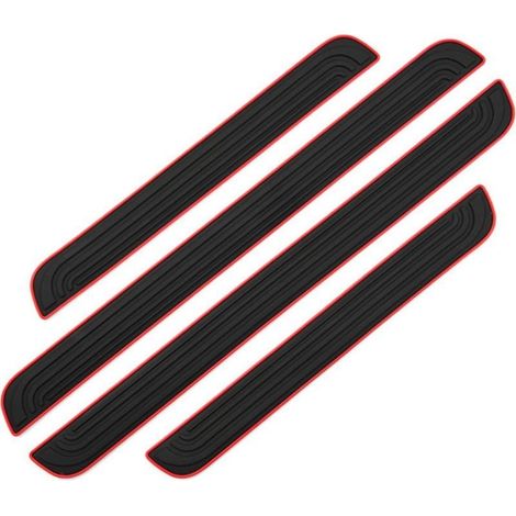 4 PCS Barres de Seuil de Porte Voiture Plaque de Seuil Protecteurs Autocollant Voiture Film Adhésif pour Protection Seuil Porte Garde Plaque de Seuil de Porte Voiture en Caoutchouc Souple PVC(Noir) (1/5)