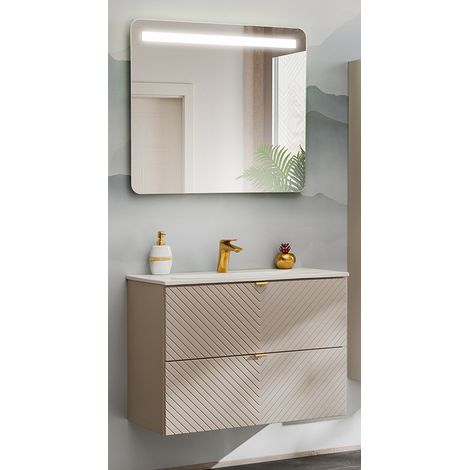 Badmöbel Set 2-teilig in Beige mit 80 cm Waschtisch VERACRUZ-56 (1/5)