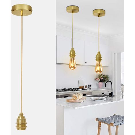 Douille de Lampe E27 Vintage avec Câble et Interrupteur, Suspendue Lustre Corde de Chanvre, DIY Suspension Luminaire Lampe Créative Lumière Pendante Industrielle, pour Maison, Chambre, Bar. (1/5)
