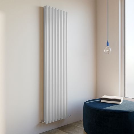 Acezanble 1800x472mm Double White Vertical Oval Column Central Heating Designer Radiator