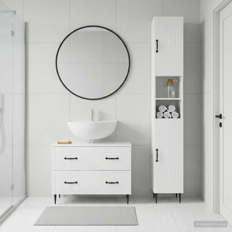 vidaXL Ensemble de 2 meubles de salle de bain HAARLEM Blanc brillant (1/5)