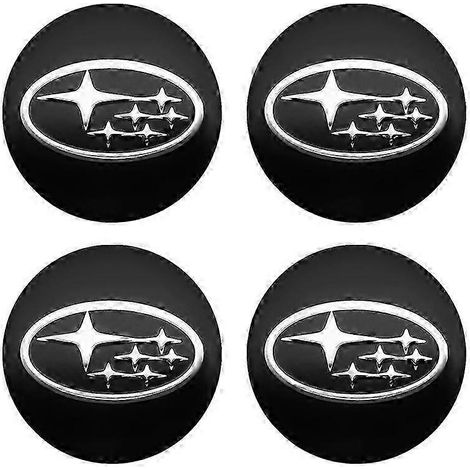 4 enjoliveurs de roue de voiture 56 mm, autocollants, cache-jante, emblème, style pour Subaru STI Impreza Forester XV Tribeca (noir)