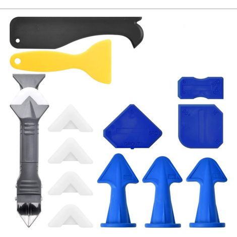 Lntyq Silicone Grattage à joint Kit d'outils de calfeutrage en silicone pour enlever le calfeutrage Buse d'étalement Applicateur de mastic et outils de finition