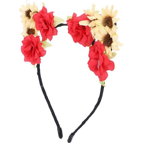 Bandeau Capeline Fleur Soleil, Accessoire Cheveux Bohème Adulte Enfant Rouge Jaune (1/5)