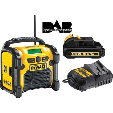 Dewalt DCR020 240v XR Compact DAB Digital Radio + 12v Battery + Charger (1/4)