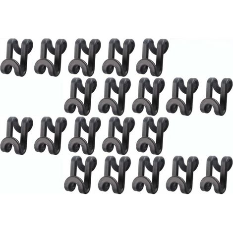 Crochet de connexion en forme de S pour cintre, crochet d'extension pour cintre, organisateur de crochets de penderie (noir, 20 pièces)