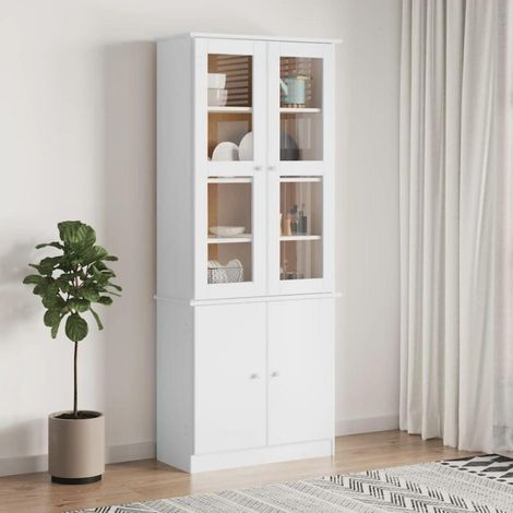 Vitrinenschrank aus Kiefer Massivholz mit Glastüren und viel Stauraum (1/5)