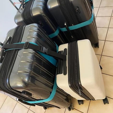 Pack de 2 Bagageband, Justerbar Resväska Bälte, Reseförvaring, Anslut 3 Väskor, Svart