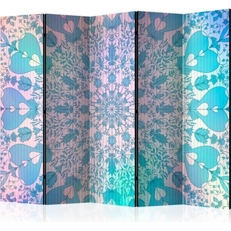 Paravent 5 Volets "Girly Mandala Blue" 172x225cm (1/2)