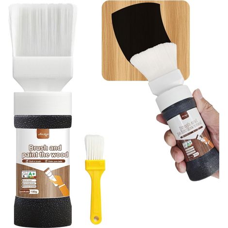 Peinture noire tout-en-un, peinture de retouche pour meubles, armoires, bois, métal, sans ponçage nécessaire, séchage rapide, à base d'eau, multi-surfaces, 6.35 oz (1/5)