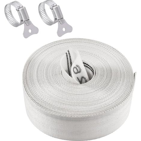 Tuyau tissé Ø 1 1/2" Tuyau plat 38 mm 10 m Kit de tuyau en tissu avec collier de serrage en acier inoxydable pour pompes à eau sale, pompe de jardin, pompes submersibles ou pompes à eau sale (1/5)