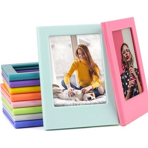 Set di 2 cornici magnetiche per foto, mini cornici 2x3, per foto Polaroid, cornici portafoto da frigorifero (blu e rosa) (1/4)