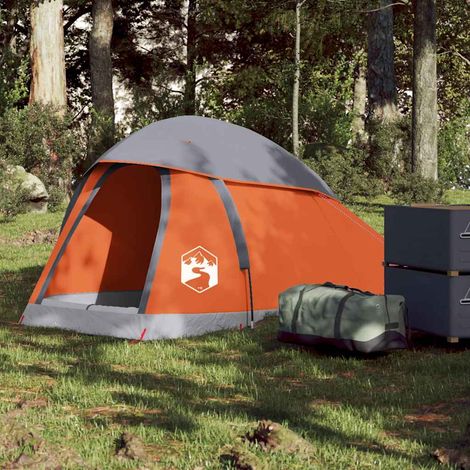 vidaXL Tente de camping à dôme 1 personne gris et orange imperméable (1/5)