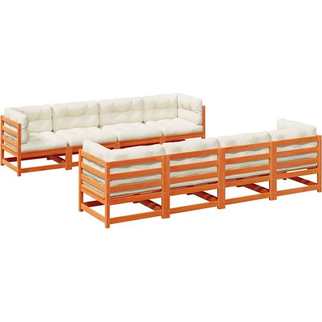 Maison Exclusive - Set de sofás jardín 9 pzas con cojines madera (1/5)