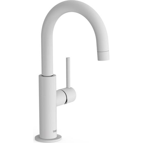 TRES 26290403BM STUDY Grifo Monomando con Maneta Lateral para Lavabo Color Blanco Mate - ref: 26290403BM