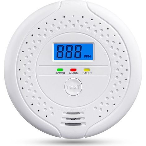Kohlenmonoxidmelder mit Alarm, LCD-Bildschirm, drahtloser Verbindung, 10,5 x 10,5 x 3,3 cm (1/5)