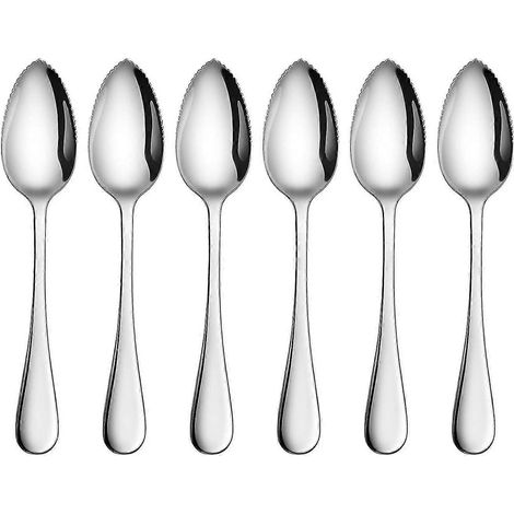 Cuillères à pamplemousse et à dessert - Acier inoxydable à bord dentelé, 16,5 cm, lot de 6 OAW (1/5)