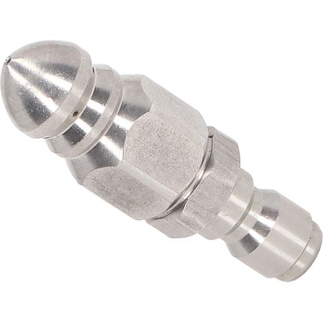 Buse de vidange pour nettoyeur haute pression 5000 PSI, mini buse de vidange compacte et durable, tuyau de vidange haute pression, petit embout - 1 trou avant, 6 trous arrière (1/5)