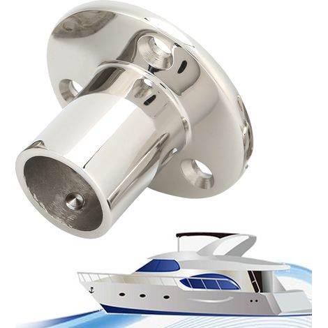 MJS013 Embase ronde à 90° en acier inoxydable pour rambarde de bateau, 25 mm (1/5)