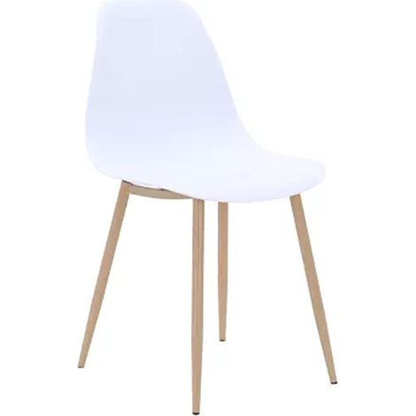 Chaise PP blanc pieds métal effet bois (1/5)