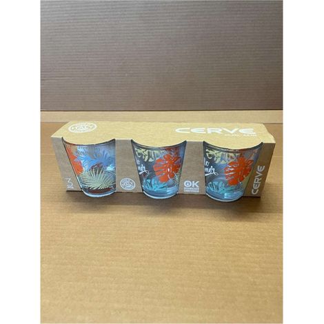 Cerve hello summer foglie set 3 bicchieri acqua