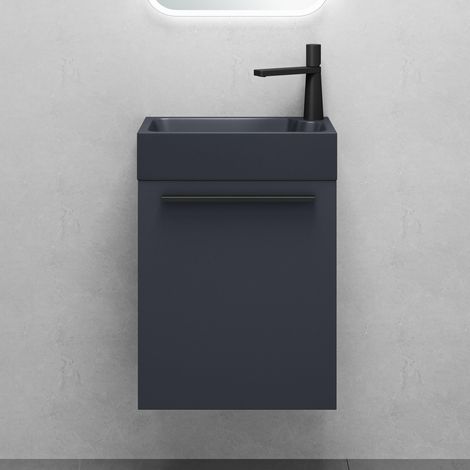 Mai & Mai Badmöbelset Badezimmermöbel Waschbeckenunterschrank in Anthrazit Matt und Waschbecken Anthrazit matt BxTxH 46x26x63 cm Pisa