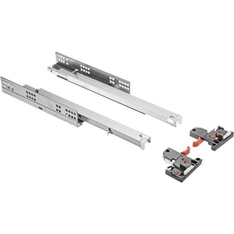 GTV Glissieres de tiroir coulissantes completes - 400 mm - Systeme de rails Soft Close - Guide de montage Slide - Charge maximale : 30 kg - 1 lot = 2 pieces (1/5)