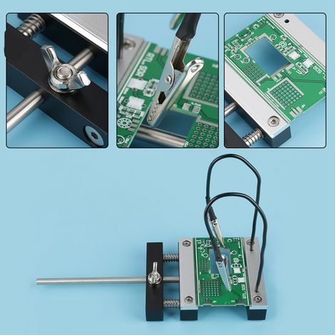 station de soudage de circuits imprimés avec support de plaque PCB et deux pinces à coulisse