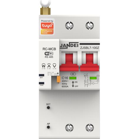 Interruptor Automático Magnetotérmico Wi-Fi 16A 2P Tuya Smart App medidor corriente voltaje