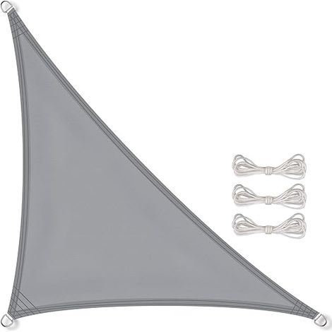 Voile d'ombrage 3x3x3 mètres Gris clair Triangulaire en PES Auvent pour Jardin terrasse Anti-UV Toile Solaire résistant (1/5)