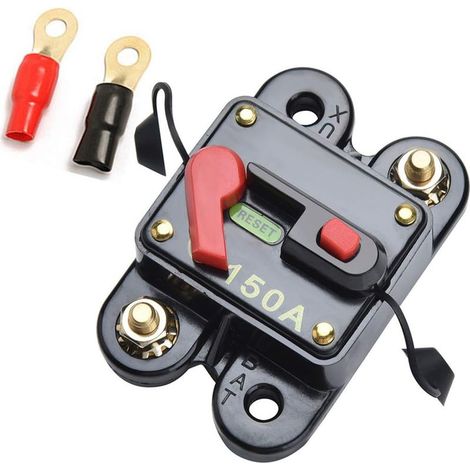 12V-24V 150A DC Auto Fusible Interrupteur Disjoncteur Réinitialiser Fusible Voiture Marine Vélo Stéréo Audio (150A) Sans Bornes (1/4)
