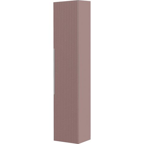 Pensile bagno sospeso 150 cm rosa cannettato con anta e ripiani Zena